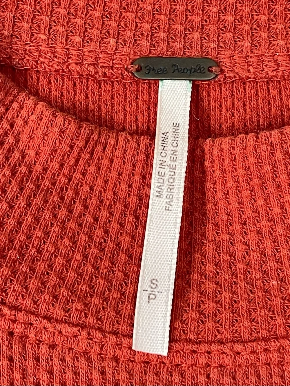 Free People Red Knit Sweatshirt with Patterned Sleeves